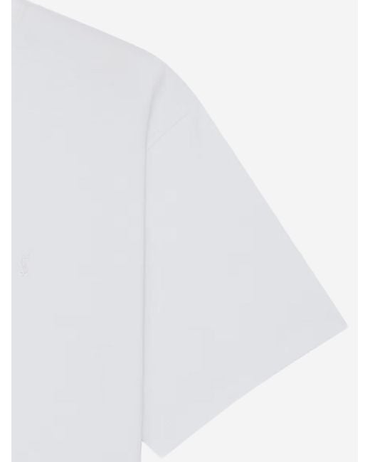 Saint Laurent White Cotton T-Shirt With Logo for men