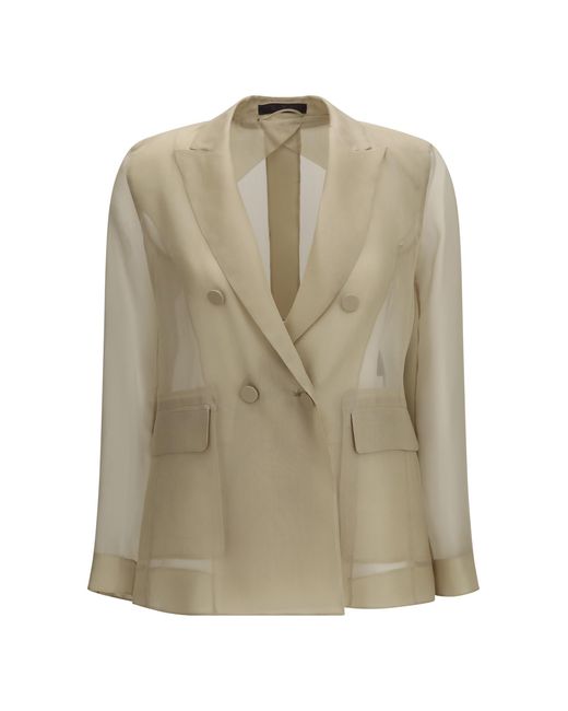 Max Mara Natural Jacket Slogan Silk Organza