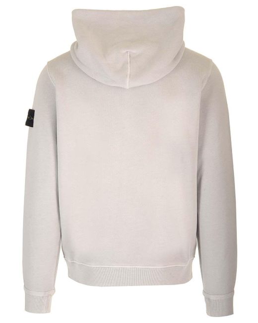 Stone Island White Organic Cotton Hoodie for men