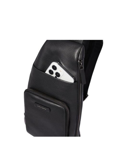 Piquadro Blue Shoulder Bag For Ipad Mini, Portable As A Backpack for men