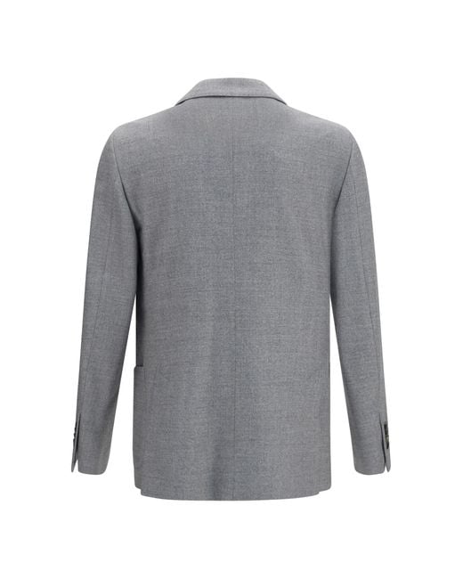 Lardini Gray Double-Breasted Wool-Blend Jacket for men