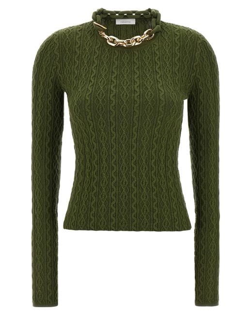 Rabanne Green Necklace Sweater Wool Sweater, Cardigans