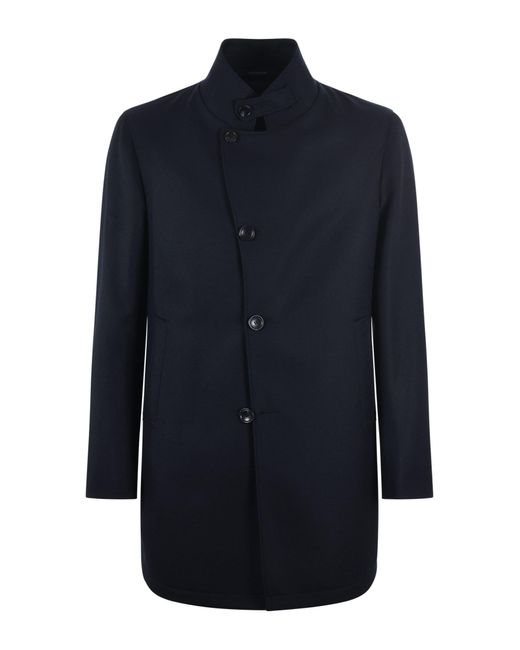Tagliatore 0205 Blue Gordon Wool Gabardine Fabric Coat for men