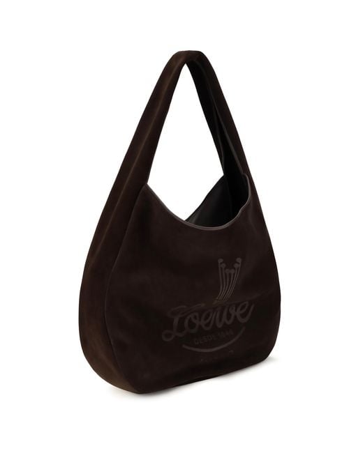 Loewe Black Hobo Shoulder Bag Roomy Suede Calfskin Calf Leather for men