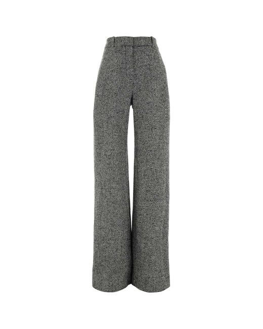 Ermanno Scervino Gray Embroidered Wool Blend Palazzo Pant