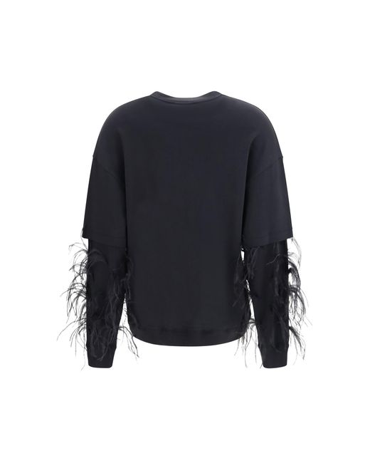 DARKPARK Blue Troy Double-Sleeve Feather Top Cotton T-Shirts