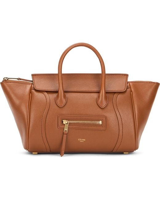 Céline Brown Luggage Handbag Leather Lambskin Handbags