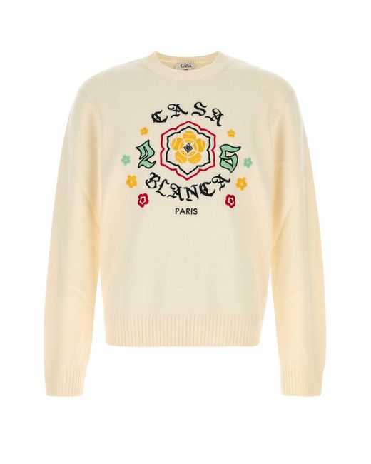 Casablanca White Ivory Wool Sweater for men