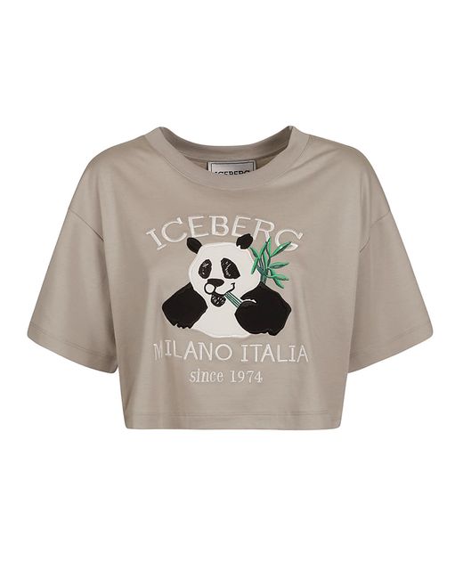 Iceberg Gray Panda Cropped T-shirt