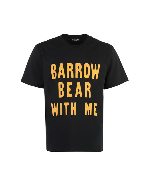Barrow Black Cotton Crew-Neck T-Shirt for men