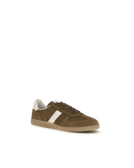 Tom Ford Natural Brown Calf Leather Bos Taurus Low Top Sneakers for men