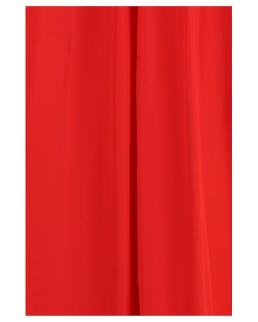 Sa Su Phi Red Belted Pleated Dress Polyester; Cotton Long
