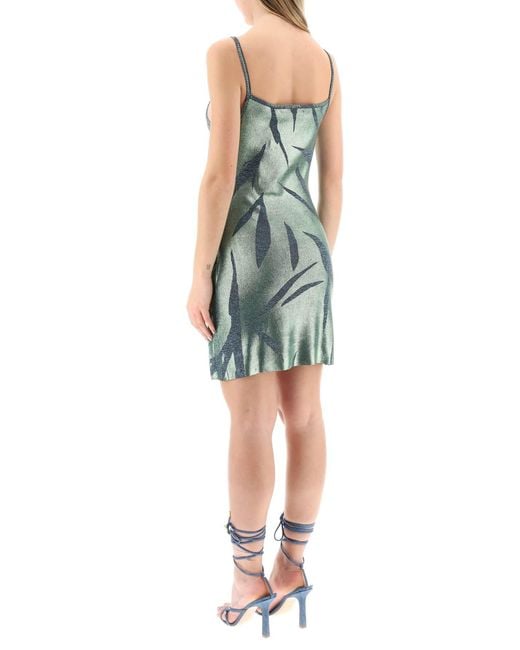 DIESEL Green M-areah Mini Dress In Laminated Lurex Knit