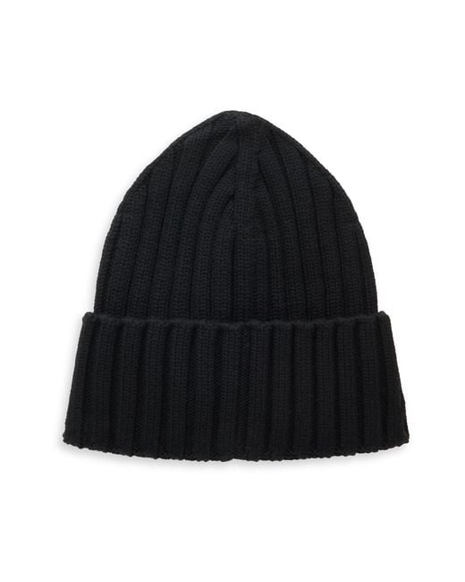Moncler Black Knitted Beanie With Turn-Up Wool Virgin Hat