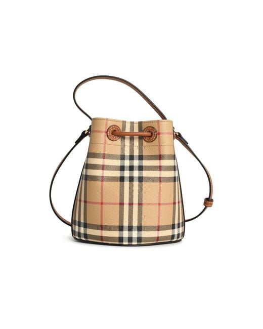 Burberry White 'Check' Mini Bucket Bag