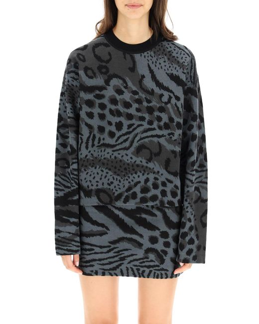 KENZO Wool Leopard Sweater in Grey 