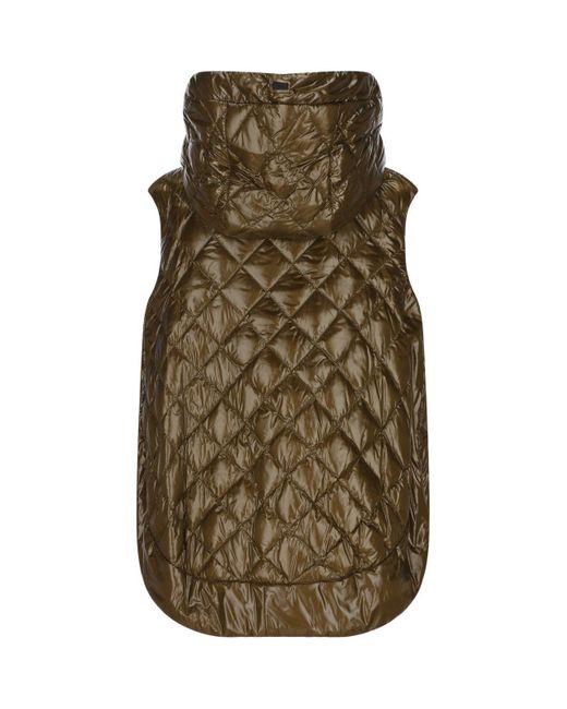 Herno Green Quilted Sleeveless Hooded Coat