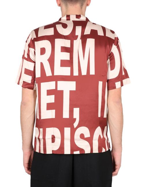 Dries Van Noten Red Carlton Shirt With Bowling Collar Viscose for men