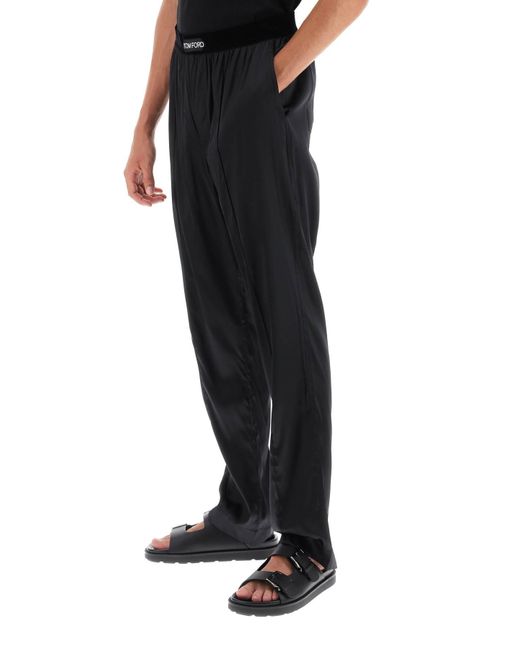 Tom Ford Black Silk Pajama Pants for men