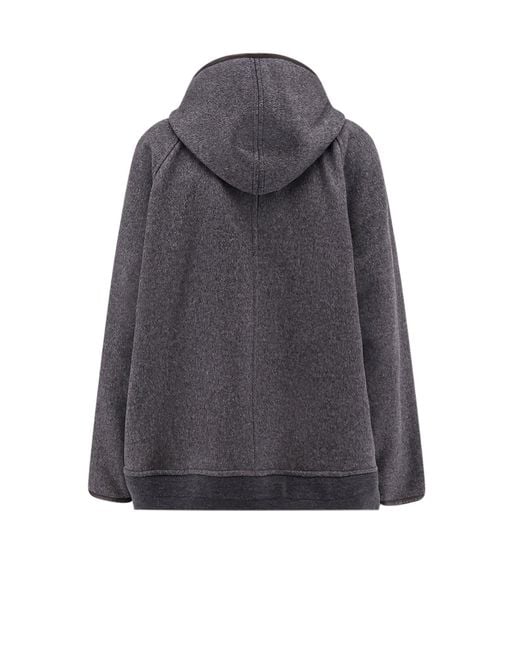 Bottega Veneta Gray Wool Jacket With Leather Profiles