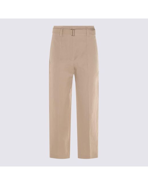 Brunello Cucinelli Natural Cotton And Linen Blend Pant