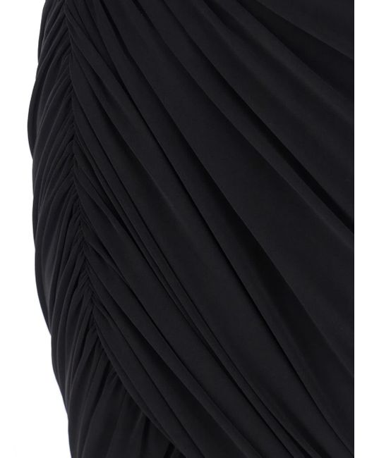 Norma Kamali Black One-Shoulder Dress With Asymmetric Neckline And All-Over Ruches