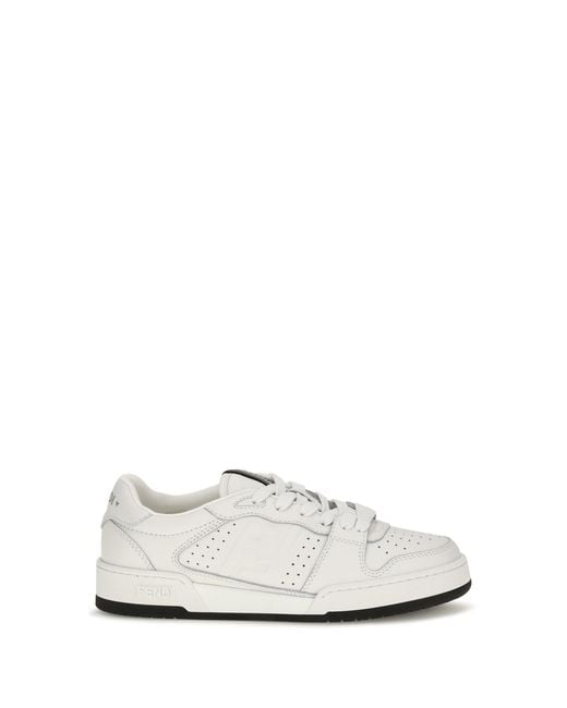Fendi White Match Canvas And Suede Sneakers