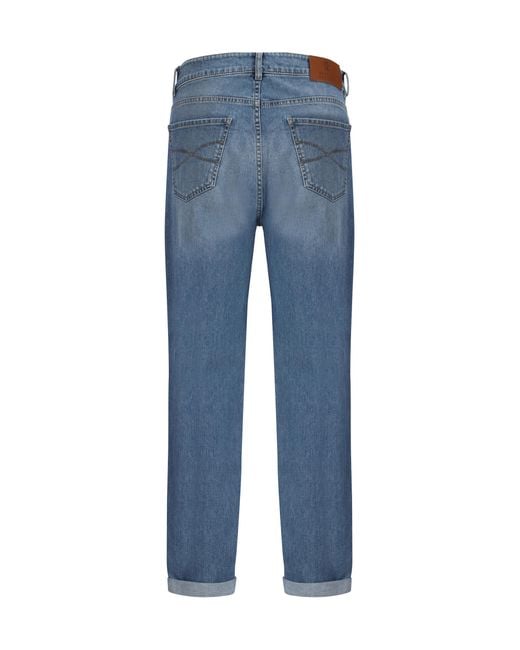 Brunello Cucinelli Blue Straight Jeans Cotton; Elastane for men