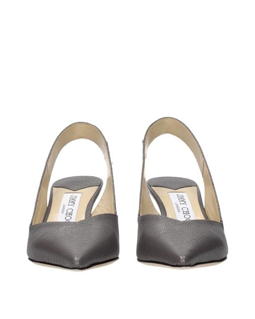 Jimmy Choo Gray Leather High Heel Pumps