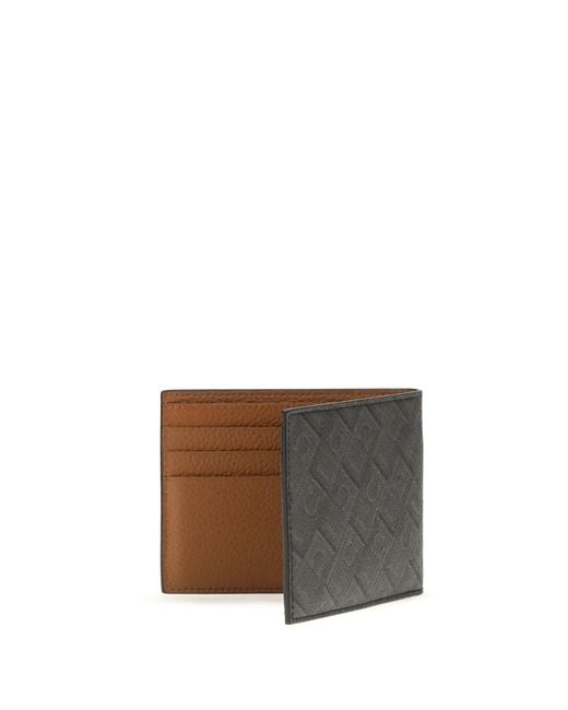 Ferragamo Gray Leather Bifold Wallet With Gancini Pattern Calf Bos Taurus for men