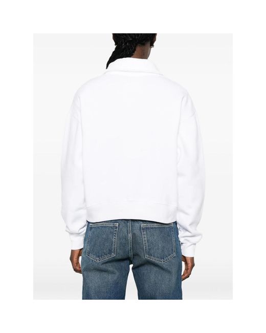 Sporty & Rich White Embroidered-Logo Sweatshirt