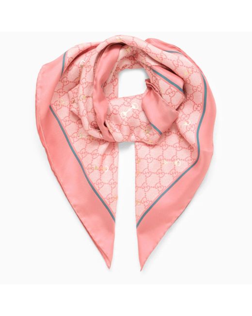 Gucci Pink Scarf With Gg Clamp