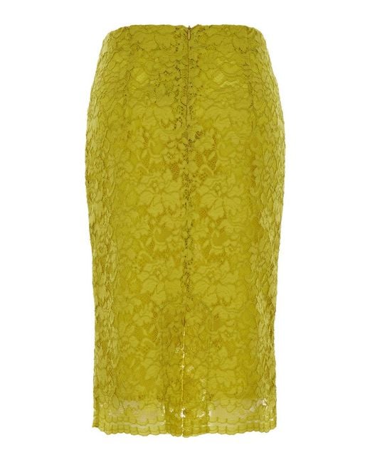 Le Plain Green Pencil Skirt Lace