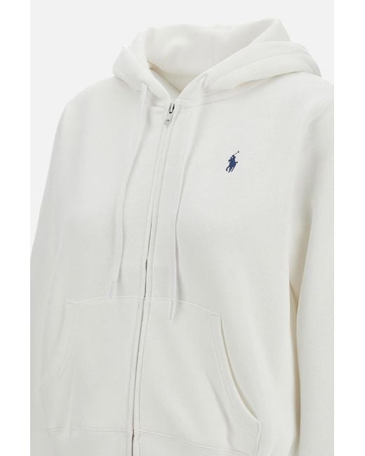 Ralph Lauren White Logo Zip-Up Hoodie