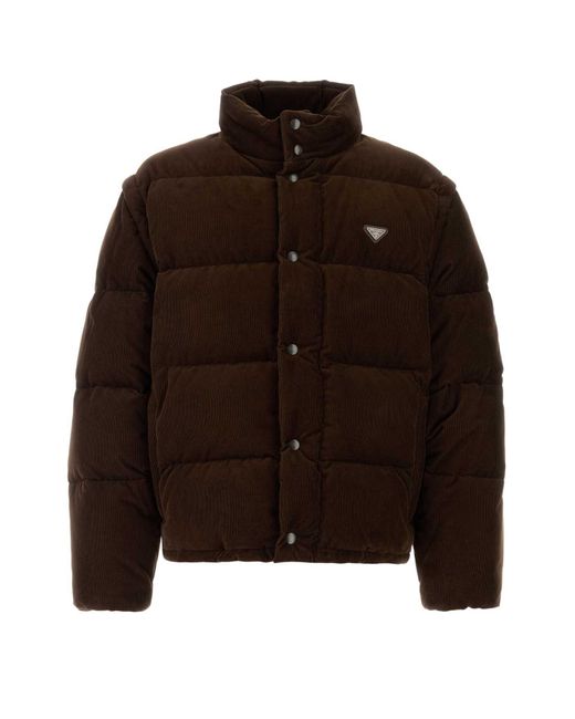 Prada Dark Brown Corduroy Down Jacket for men