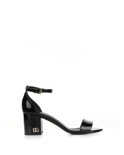 Dolce & Gabbana White Leather Sandal With Strap And Mini Logo