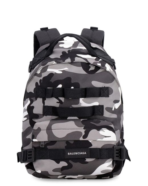 Balenciaga Army Multicarry Nylon Backpack With Patch in Black for Men