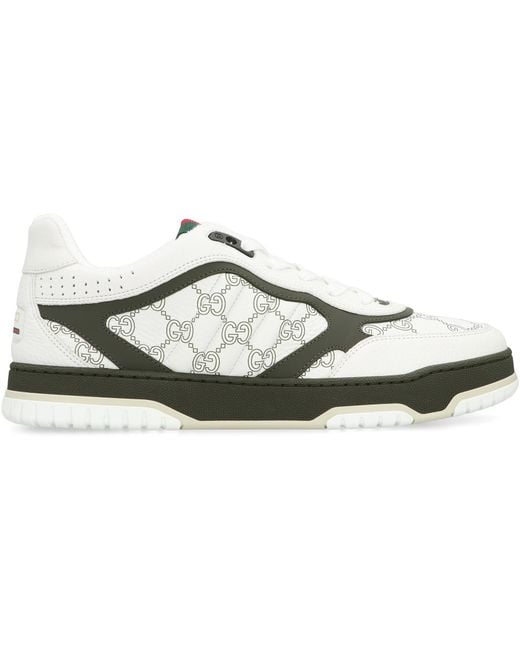 Gucci White Sneakers Re-Web Calf Skin Trainers for men