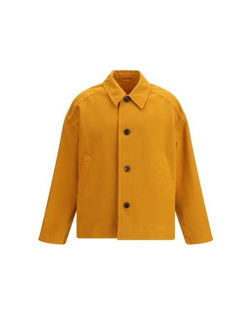 Dries Van Noten Yellow Coat Robinson Cotton for men
