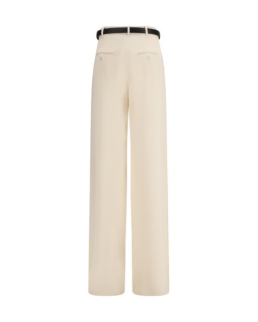 Max Mara White Elegant Pants With Belt Triacetate; Polyester