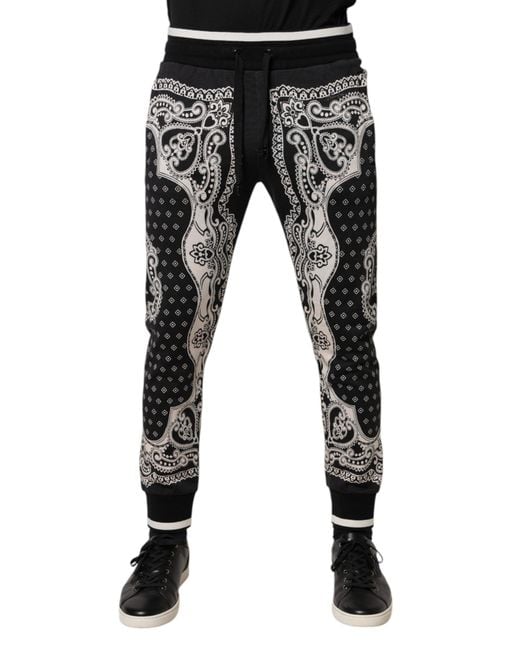 Dolce & Gabbana Black Cotton Bandana Jogger Sweatpants Pants And for men