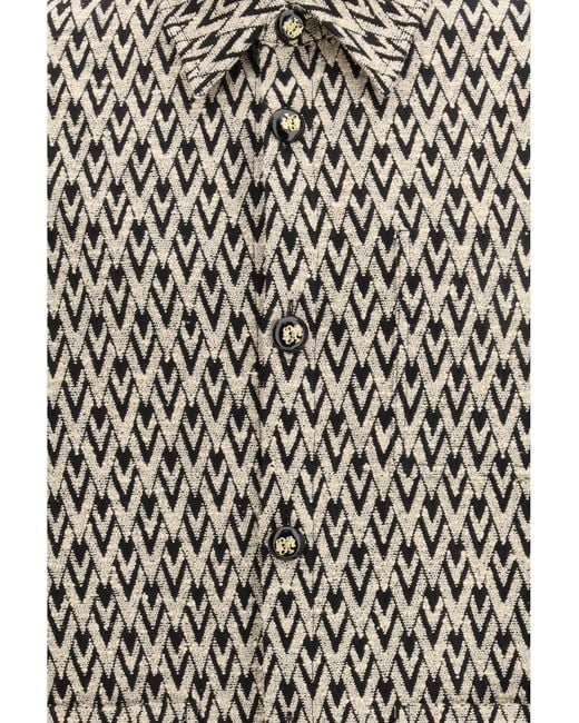 Valentino White Mixed Cotton Jacquard Toute La V Jacket Cotton; Silk; Polyamide Shirt for men