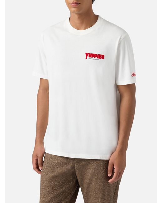 Mc2 Saint Barth White Arnott Warm Winter Cotton T-Shirt With Yuppies Print for men