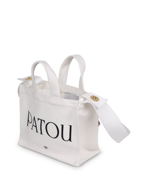 Patou White Small Logo-Print Tote Bag