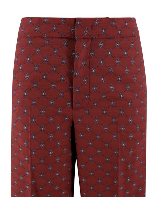 Etro Red Printed Wide-Leg Trousers With A Tie