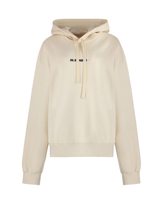 Jil Sander Natural Logo Cotton Hoodie Hoodies