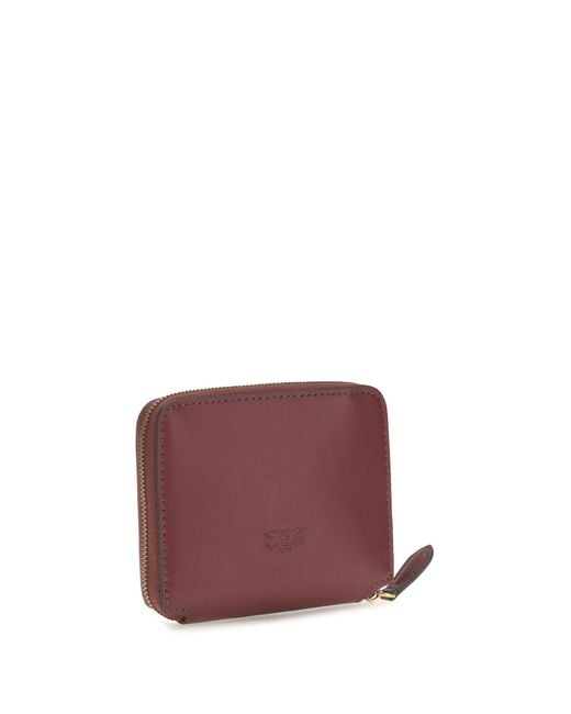 Pinko Purple Leather Zip-Around Wallet Calf Bos Taurus