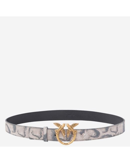 Pinko White Leather Belt Animal Print