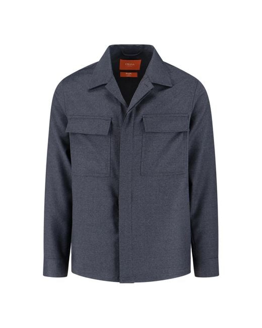 Cruna Blue Shirts Lana Vergine for men