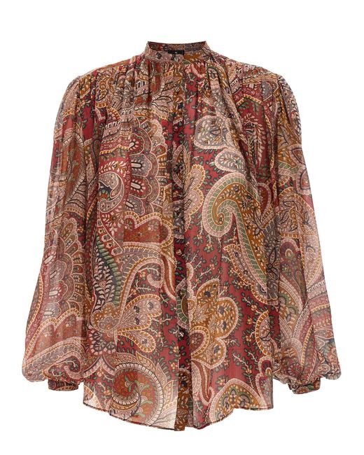 Etro Brown Floral Paisley Blouse